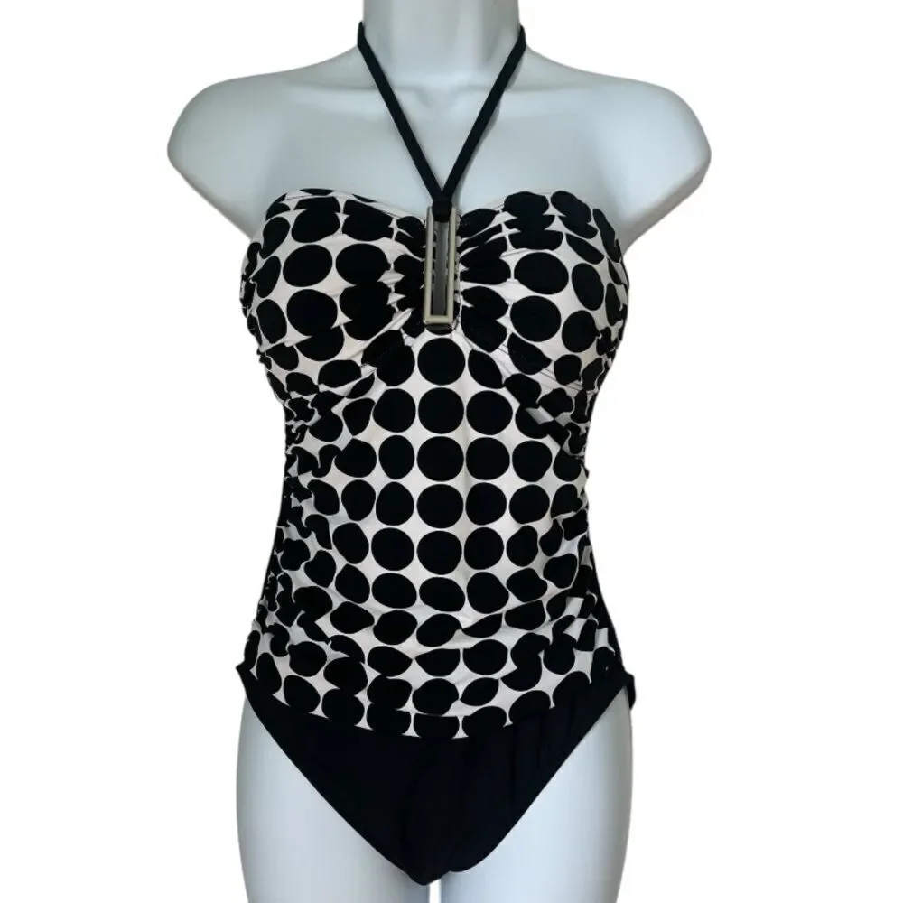 La Blanca Women's One Piece Polka Dot Swimsuit Swimwear Bathing Suit sz 8
